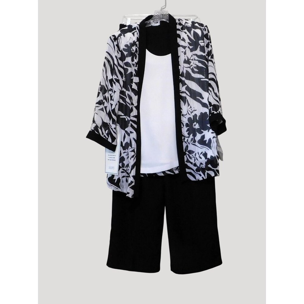 Kathy Roberts 2-Piece Set Women’s 14 Black White Jacket Pants Polyester - Picture 12 of 16